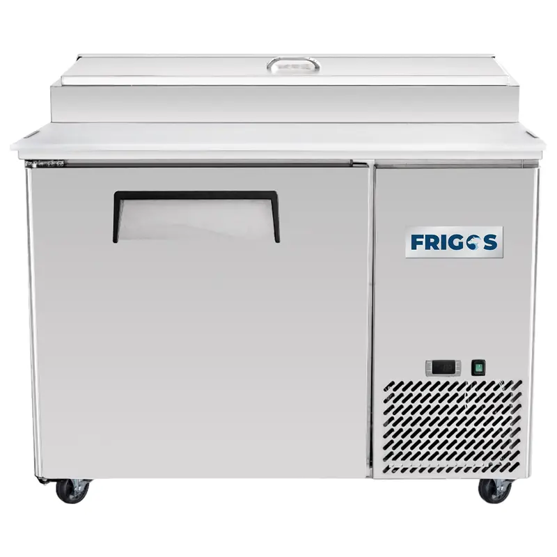 44-Inch Single-Door Pizza Prep Table Refrigerator – Aluminum Interior, Stainless Steel Floor 1