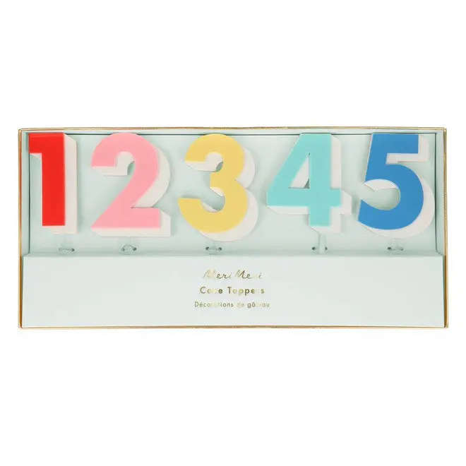 Acrylic Number Cake Toppers – Rainbow Colour Set, 10 Unique Designs 1