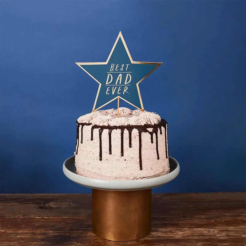 'Best Dad Ever' Gold Foil Cake Topper – Standout Birthday Or Dad Celebration Decor 1