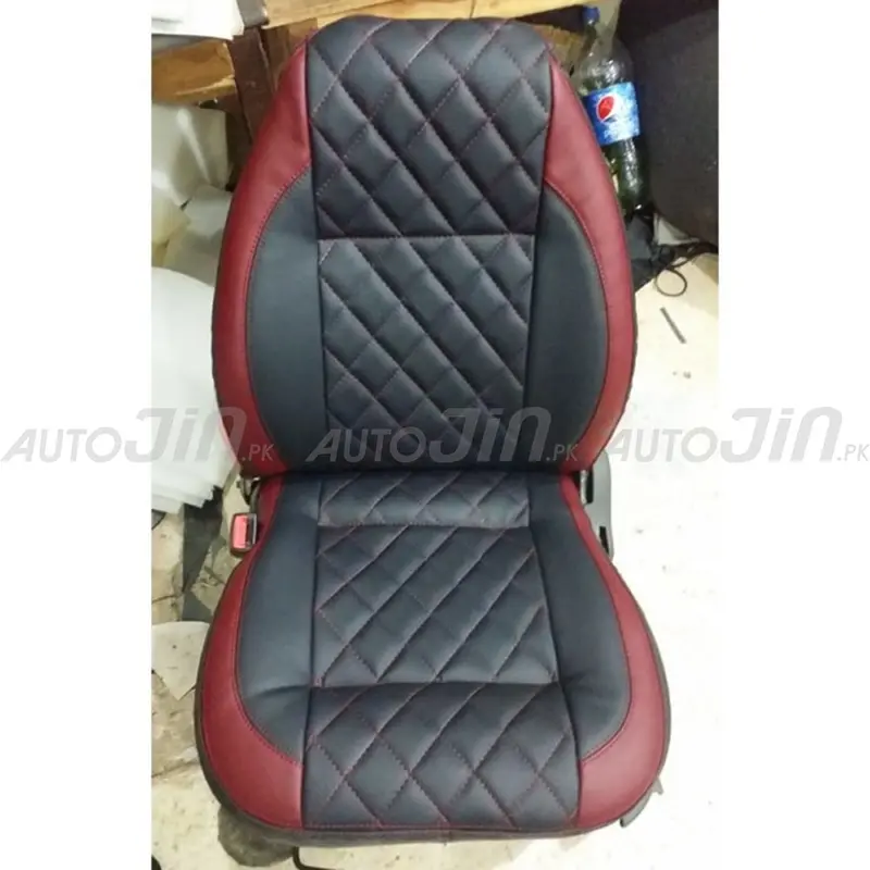 Diamond-Cut Red & Black Car Seat Covers For Hatchbacks 1