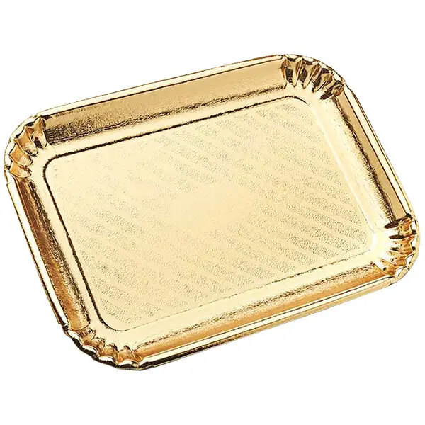 Gold-Finished Rectangular Pastry Tray With Rolled Edge – Selectable Sizes 1