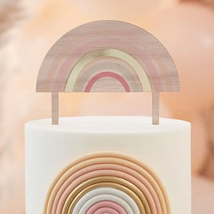 Handcrafted Wooden & Acrylic Rainbow Cake Topper For Birthday Celebrations 1