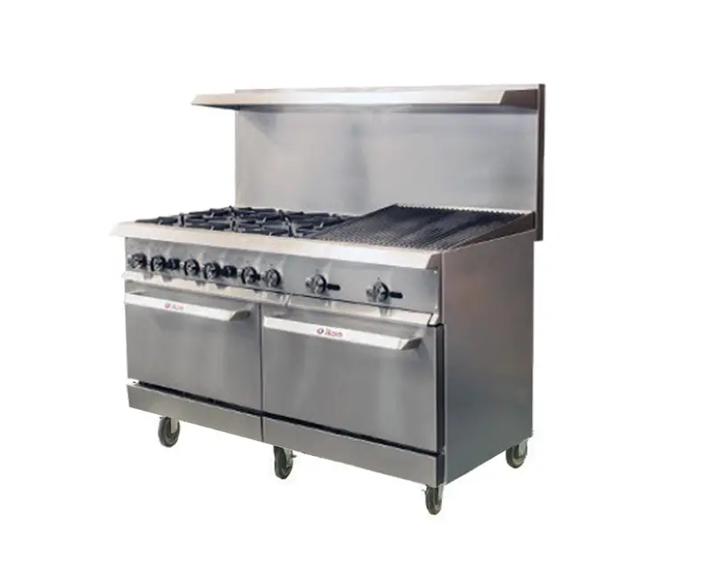 Ikon Ir-6B-24Rb-60 60" Commercial Gas Range With Rear Broiler 1