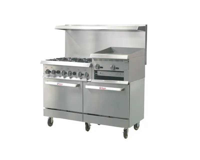 Ikon Ir-6B-24Rg-60 60" Restaurant Gas Range With Rear Griddle 1