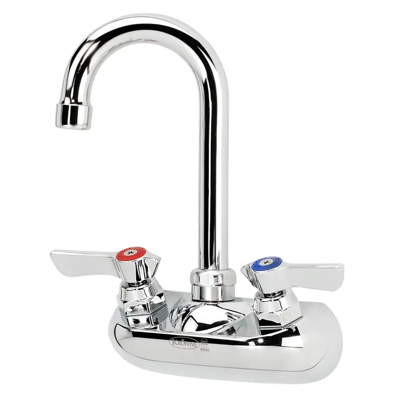 Krowne 10-400L Silver Series 4-Inch Center Wall-Mount Faucet With 3.5-Inch Gooseneck Spout 1