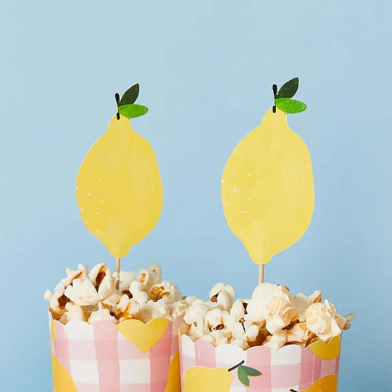 Lemon-Fruit Cake Topper Picks – Pack Of 12 Edible-Style Decorations 1