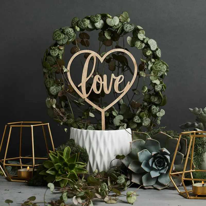 Rustic Wooden Heart & Love Cake Topper For Celebrations 1