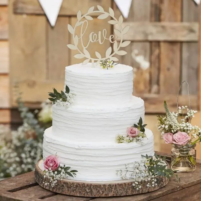 Rustic Wooden Heart-Shaped Cake Topper For Romantic Occasions 1