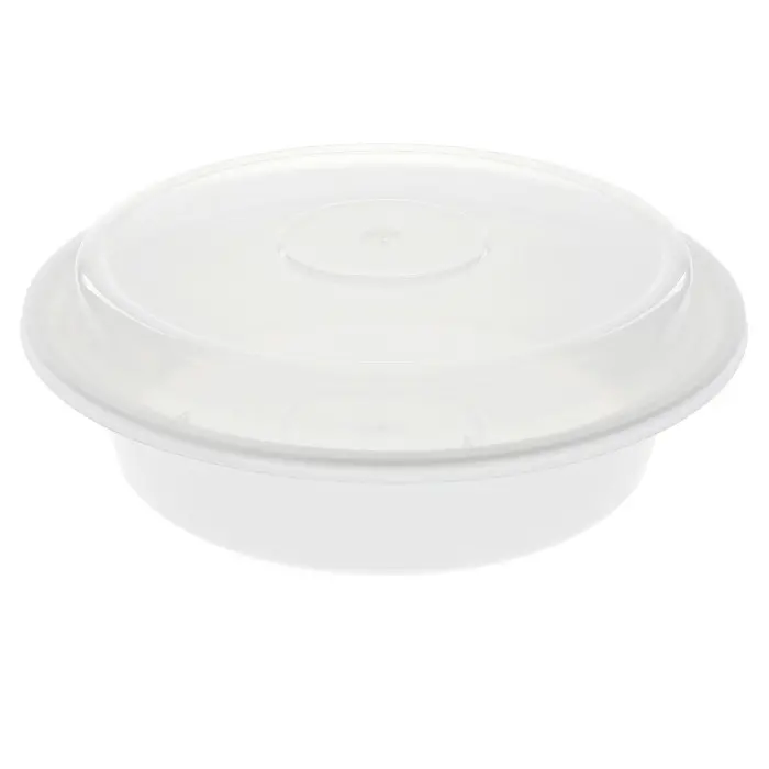 Versa 24 Oz Microwave-Safe Round Food Container With Clear Lid – White Base, Case Of 150 1