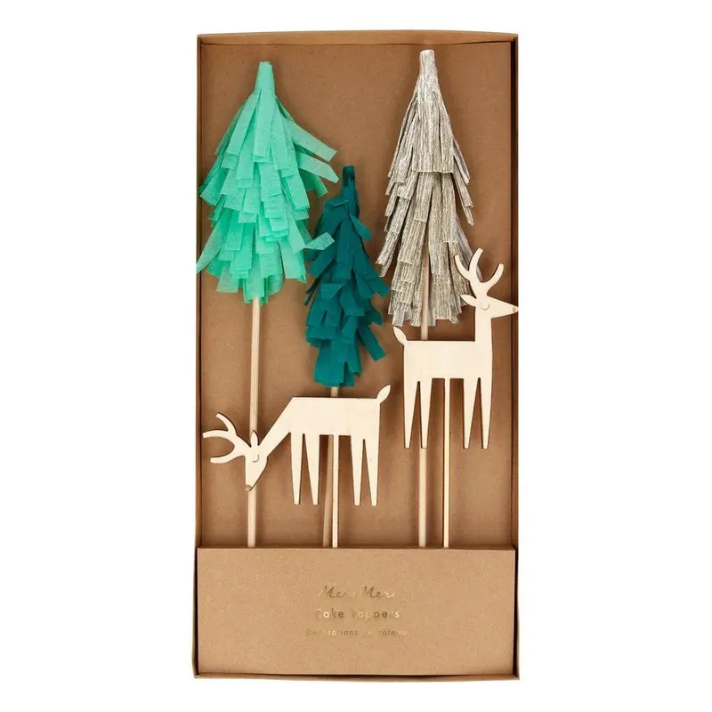 Woodland-Inspired Cake Topper Set – Five Festive Accents 1